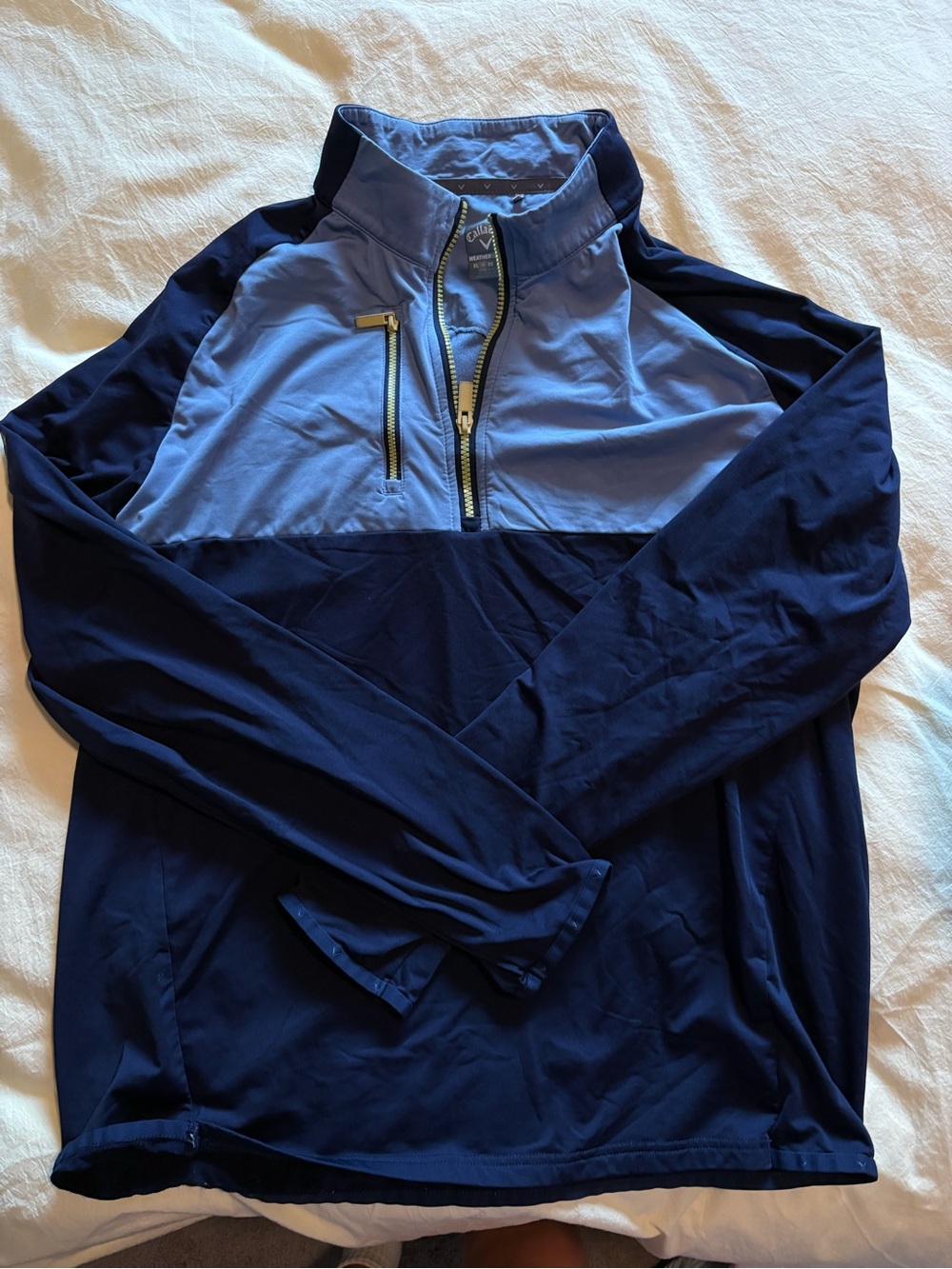 Callaway Two-Tone Quarter-Zip Performance Jacket - Navy & Light Blue
